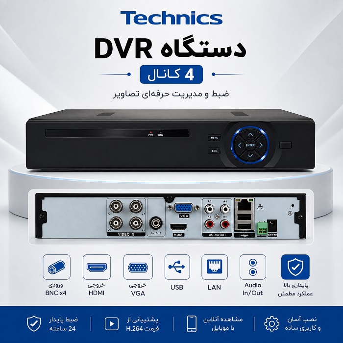 قیمت DVR دوربین مداربسته ۴ کانال سرور ایرانی