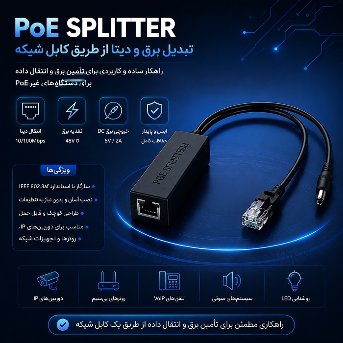 کابل رابط PoE 48 ولتی