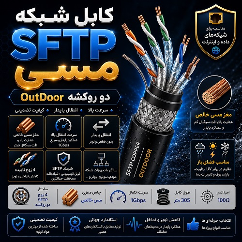 کابل شبکه SFTP مسی دو روکشه OutDoor